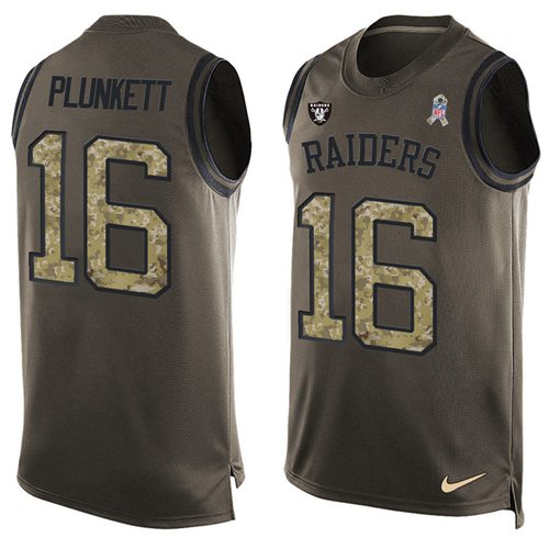 Nike Raiders #16 Jim Plunkett Green Men's Stitched NFL Limited Salute To Service Tank Top Jersey - Click Image to Close
